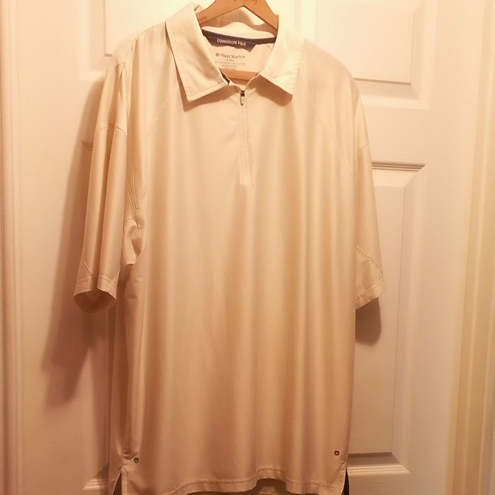 #1 X - West Marine Commodore Polo Zipper Closure Shirt Cream Color X Large L…